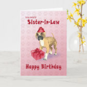 Verjaardagskaart voor een schoonzus met een puppy kaart (Gele Bloem)