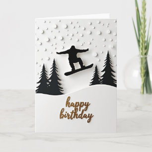 Verjaardagskaart voor een wintersnowboarder kaart