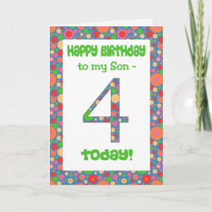 Verjaardagskaart voor een zoon 4 jaar, helder en v kaart