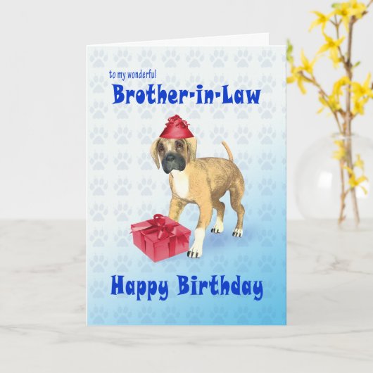 Verjaardagskaart voor een zwager met een puppy kaart (Gele Bloem)