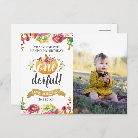 Verjaardagskaart voor eerste verjaardag Kleine Pom Briefkaart (Voorkant / Achterkant)