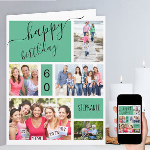Verjaardagskaart voor elke leeftijd 5 foto collage kaart