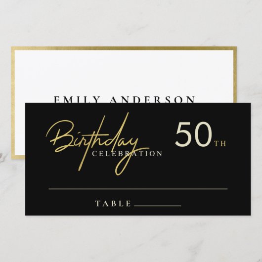 Verjaardagskaart voor elke leeftijd in zwart en go bedankkaart (Voorkant / Achterkant)