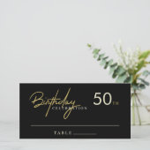 Verjaardagskaart voor elke leeftijd in zwart en go bedankkaart (Staand voorkant)