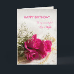 Verjaardagskaart voor ex-vrouw met roze rozen kaart<br><div class="desc">Drie mooie roze rozen om naar je ex-vrouw te sturen op haar verjaardag. Een prachtige verjaardagskaart voor je ex-vrouw die je kunt aanpassen om je eigen gevoelens over te brengen.</div>