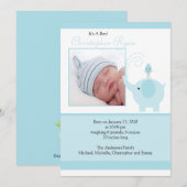 Verjaardagskaart voor foto aankondiging van blauwe (Voorkant / Achterkant)