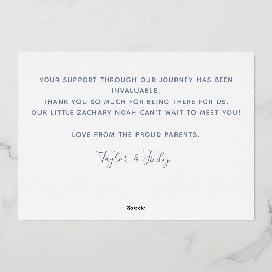 Verjaardagskaart voor geboorteaankondiging op maat folie feestdagenkaart (Achterkant)