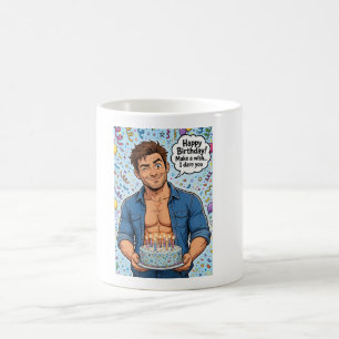 verjaardagskaart voor gespierde man koffiemok