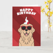 Verjaardagskaart voor Golden Retriever Kaart (Gele Bloem)