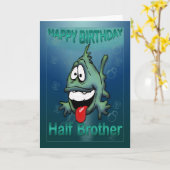 Verjaardagskaart voor halfbroer, funky vis kaart (Gele Bloem)
