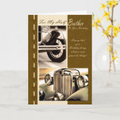 Verjaardagskaart voor halfbroer, stijlvolle auto's kaart (Gele Bloem)