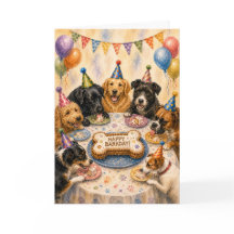 Verjaardagskaart voor honden | Feestvierende honde