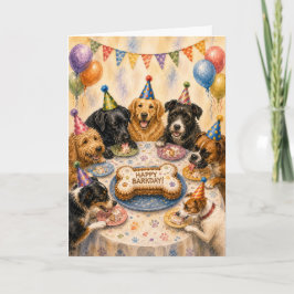 Verjaardagskaart voor honden | Feestvierende honde Kaart