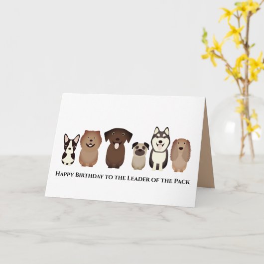 Verjaardagskaart voor honden, leider van de roedel kaart (Gele Bloem)