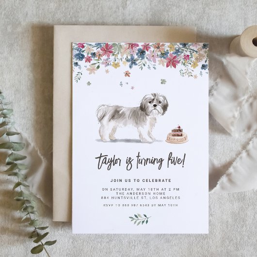 Verjaardagskaart voor honden met aquarel Shih Tzu Kaart