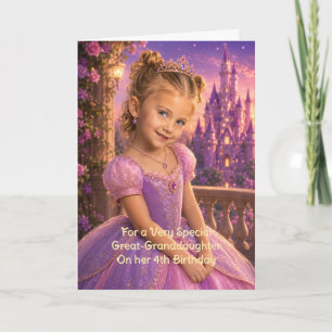 Verjaardagskaart voor je prinses achterkleindochte kaart
