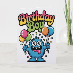 Verjaardagskaart voor jongen met leuk monster kaart