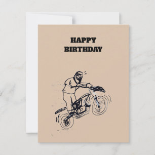 Verjaardagskaart voor jongen met motocross-schets RSVP kaartje