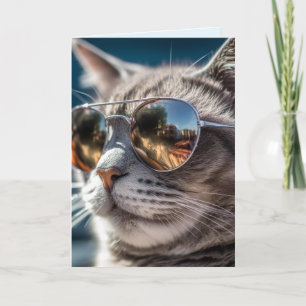 VERJAARDAGSKAART VOOR KAT MET ZONNEBRIL KAART