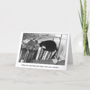 Verjaardagskaart voor katten die van boeken houden kaart