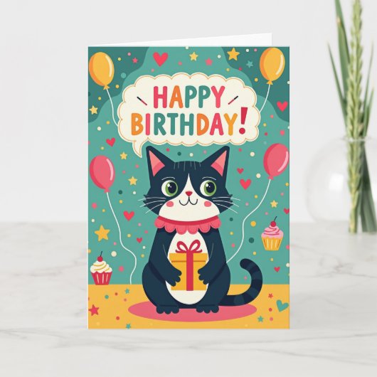Verjaardagskaart voor katten kaart (Voorkant)