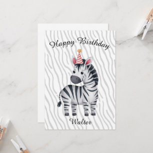Verjaardagskaart voor kind met kleine zebra kaart