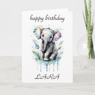 Verjaardagskaart voor kinderen baby olifant meisje kaart