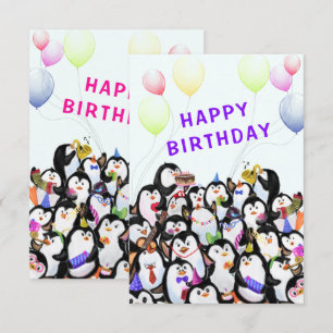 Verjaardagskaart voor kinderen Happy Penguin-feest Kaart