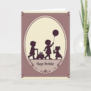 Verjaardagskaart voor kinderen in vintage stijl kaart