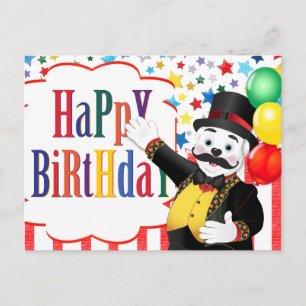 Verjaardagskaart voor kinderen met ijsbeer-circus briefkaart