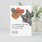 Verjaardagskaart voor kinderen met kat tekening be bedankkaart (Staand voorkant)