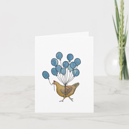 verjaardagskaart voor kip en ballonnen bedankkaart (Voorkant)