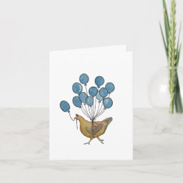 verjaardagskaart voor kip en ballonnen bedankkaart