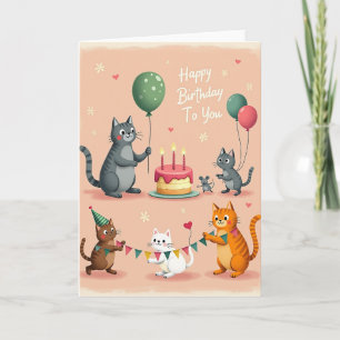 Verjaardagskaart voor Kitty-feestje Kaart