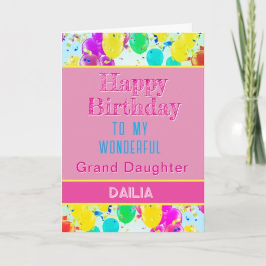 Verjaardagskaart voor kleindochter feestdagen kaart (Voorkant)