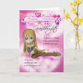 Verjaardagskaart voor kleindochter, Moonies Cutie  Kaart (Gele Bloem)