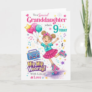Verjaardagskaart voor kleindochter van 9 jaar kaart