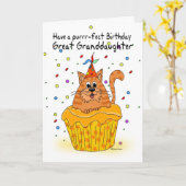 Verjaardagskaart voor kleinkinderen met gemberkat kaart (Gele Bloem)