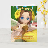 Verjaardagskaart voor kleinkinderen met uitgesnede kaart (Gele Bloem)