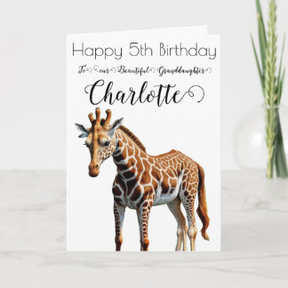 Verjaardagskaart voor lieve giraffe kleindochter 5 kaart