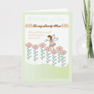 Verjaardagskaart voor mama, met kleine fee & bloem kaart