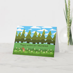 Verjaardagskaart voor mama met knuffel konijn en m kaart