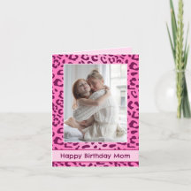 Verjaardagskaart voor mama met roze luipaardprint