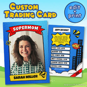 Verjaardagskaart voor mama strip trading card contactkaartje