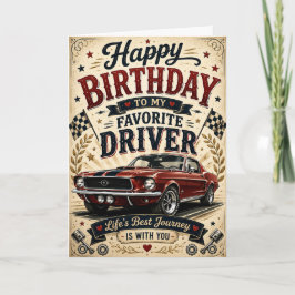 Verjaardagskaart voor man met klassieke auto kaart