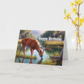 Verjaardagskaart voor mannen met herten in het wil kaart (Gele Bloem)