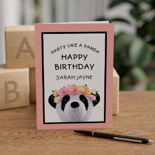 Verjaardagskaart voor meisje met cute panda beer kaart