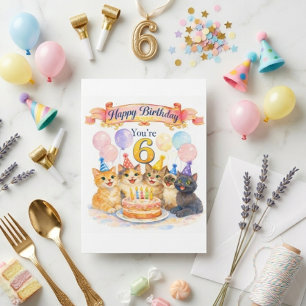 Verjaardagskaart voor meisjes 6 jaar met een speel kaart
