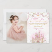 Verjaardagskaart voor meisjes met prinsessenkastee bedankkaart (Voorkant)