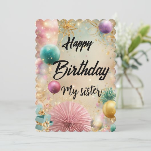 Verjaardagskaart voor mijn zus kaart (Staand voorkant)